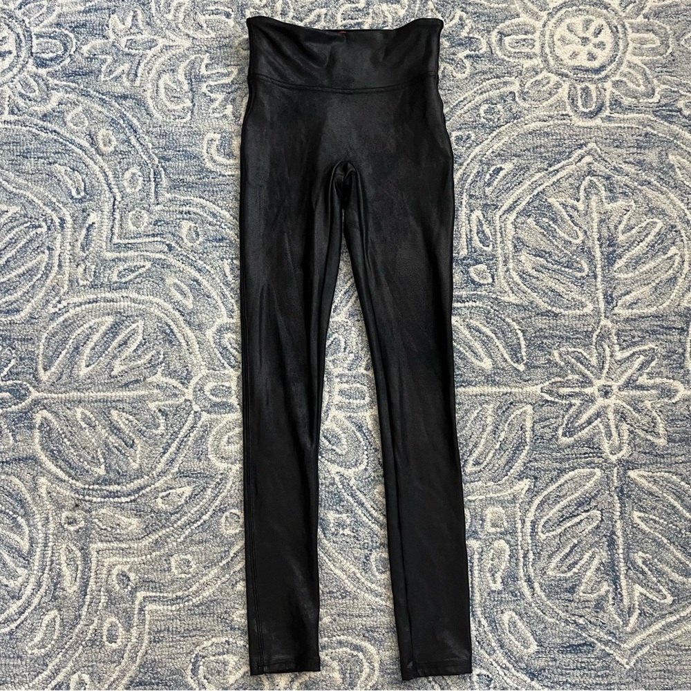 Spanx Women's Faux Leather Leggings in Black Size XS 2437Q Fall Winter Athletic